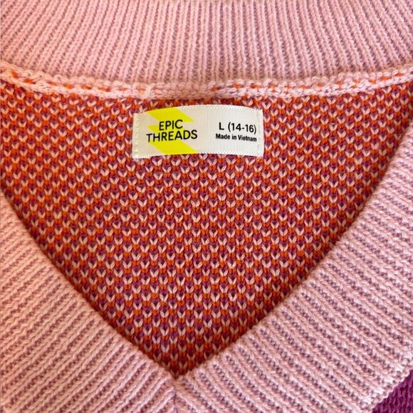 Epic Threads Girls Flower Sweater Vest Size Large 14/16 Rose Pink New With Tags - Picture 5 of 9